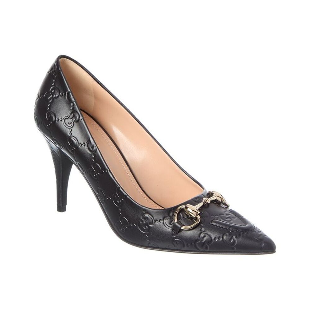 Gucci Horsebit Gg Leather Pump, Black